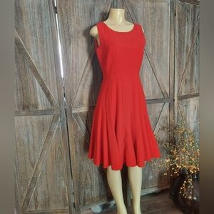 Calvin Klein Red Sleeveless A-Line Midi Dress